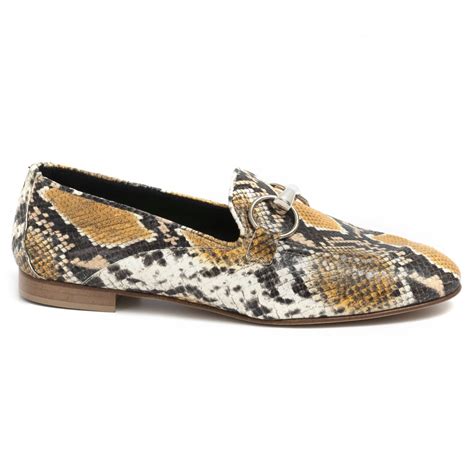 Yellow leather Poesie Veneziane mocassin in python print