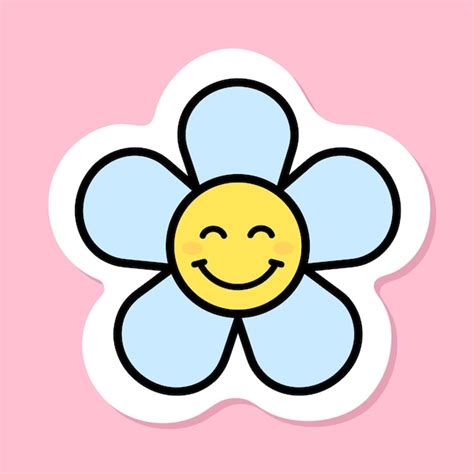 Fleur De Marguerite Avec Des Yeux Souriants Autocollant Emoji Fleur De