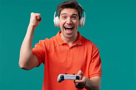 Mature S Man Playing Online Video Game On Console Tv With Joystick E Sport Stock Photo