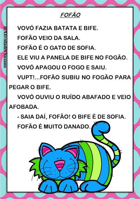 Pequenos Textos Para Alfabetização Com Interpretação 1 Ano