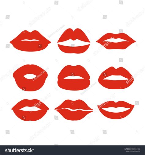 Red Lips Set Vector Illustration Wooman Stock Vector Royalty Free