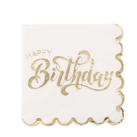 16 Serviettes Happy birthday gold Articles de fête