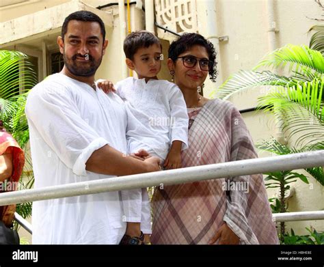 bollywood actor aamir khan kiran rao  son azad rao khan arrive