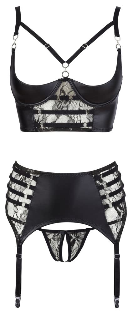 ABIERTA FINA 2221152 LUXE LINGERIE SET IN WETLOOK EN DESIGN KANT Coco