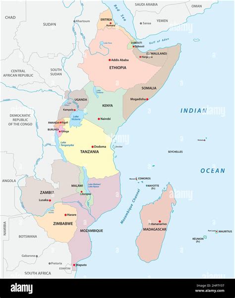 Map Of Eastern Africa With Borders The States Vector Image 40 Off