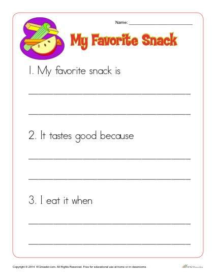 Kindergarten Writing Prompt About Your Favorite Snack