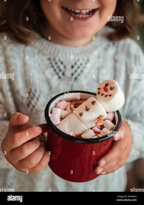 Hot Chocolate And Marshmallow Snowman Stock Photo Alamy