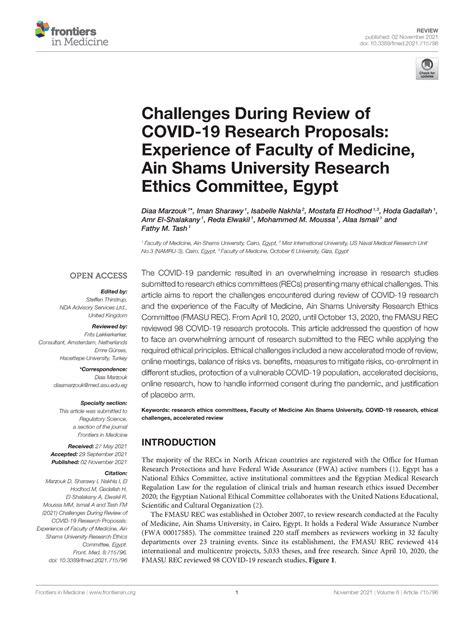 Challenges During Review of Covid-19 Research Prop - REVIEW published