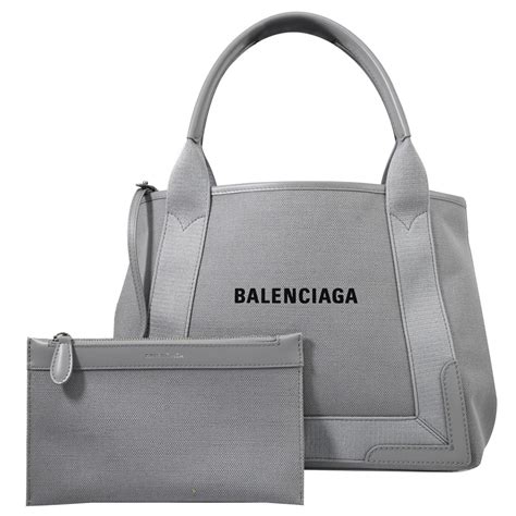 Balenciaga Navy Cabas 簡約款質感帆布拼接托特包經典灰 歐系精品包配件 Yahoo奇摩購物中心