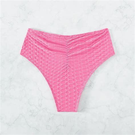 Hhh Solid Color High Waist Triangle Bikini Bottoms Fashion Sexy Beach Plus Size Swimsuit