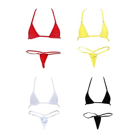 Buy Sexy Woman Bikini Small Top And Sexy G String Set Tie Side Thong Bikini Small Top Mini