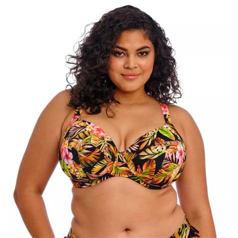 Plavky Vrchn D L Elomi Swim Tiger Valley Uw Plunge Bikini Top Black Caresse Braexpert