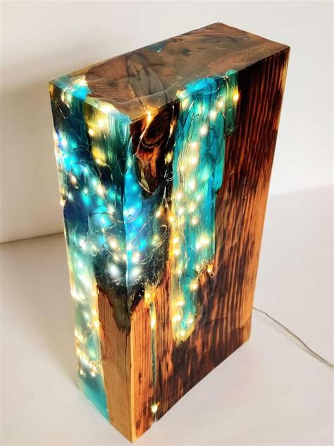 Starry Night Wood And Resin Light Sculpture Reclaimed Wood Etsy Uk Resin Wall Art Diy Resin