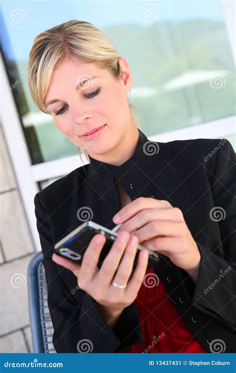 Business Woman Texting Stock Image Image Of Businesswoman 13437431