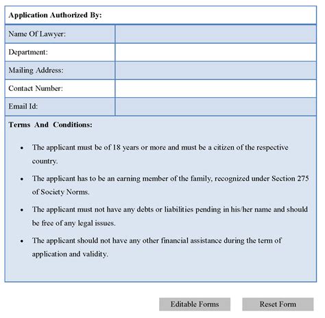 finance application form editable  forms