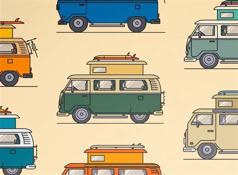 Vintage Art Picture for Hanging Camper Van Poster Art Gift Present Vw ...