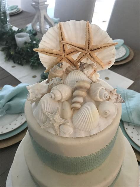 Elegant Seashell Coral Beach Wedding Cake Topper~pearl Open Seashell Cake Topper~coral Cake