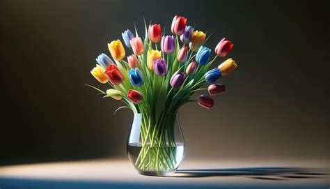 Premium Photo Vibrant Tulips In Vase A Spectrum Of Springs Finest