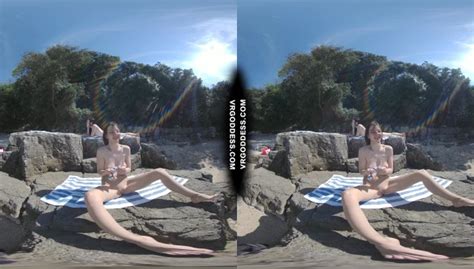 Rebeka Ruby Risky Nude Beach Dildo Masturbating On Vacation Nude Girls Background VR Porn