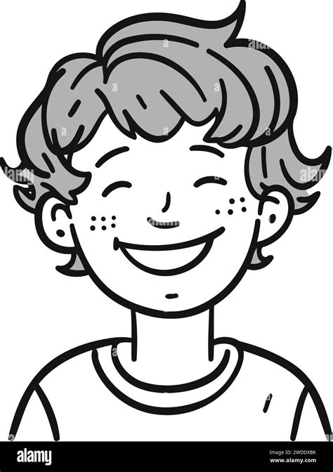 Smiling boy with braces on his teeth. Vector illustration in doodle ...