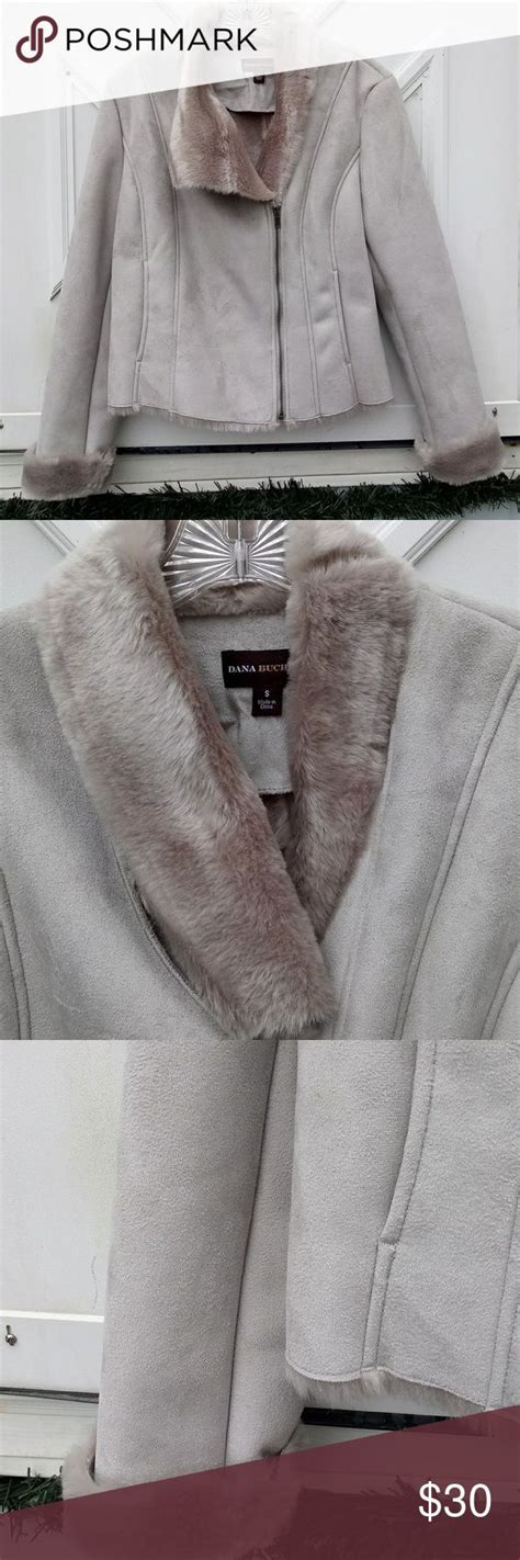 Dana Buchman Fur Lined Suede Jacket