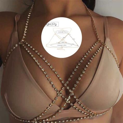Body Chain Harness Jewellery Bra C Bikini Waist Gold Belly Chest Beach Necklace Ebay