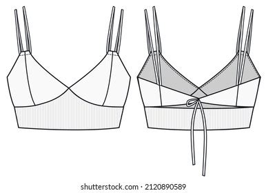 Girls Bikini Fashion Flat Sketch Template Stock Vector Royalty Free Shutterstock