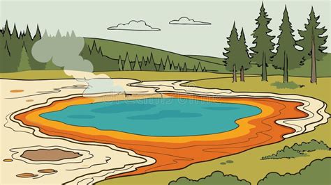 Hot Spring Pool Geothermal Spa And Relaxing Nature Scene Vector Design Generative Ai Stock