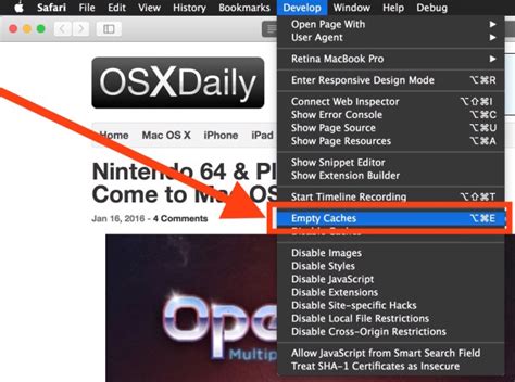how to empty cache on mac