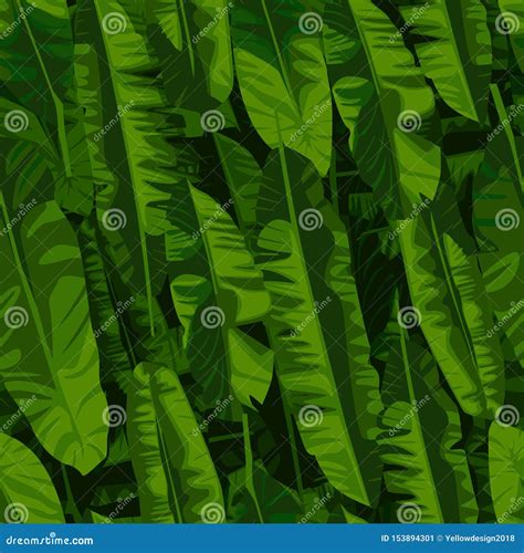 Banana Leaf Wallpaper Abstract Exotic Plant Seamless Pattern Stock Illustration Illustration