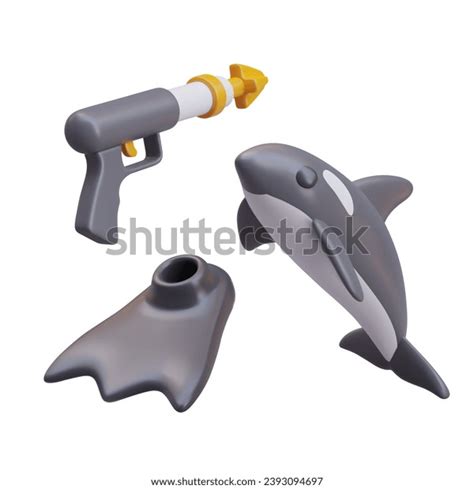 spearfishing harpoon fin killer whale black stock vector royalty