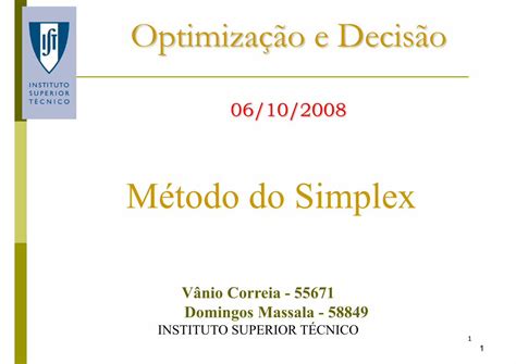 Pdf M Todo Do Simplex T Cnico Lisboa Autentica O Generalidades