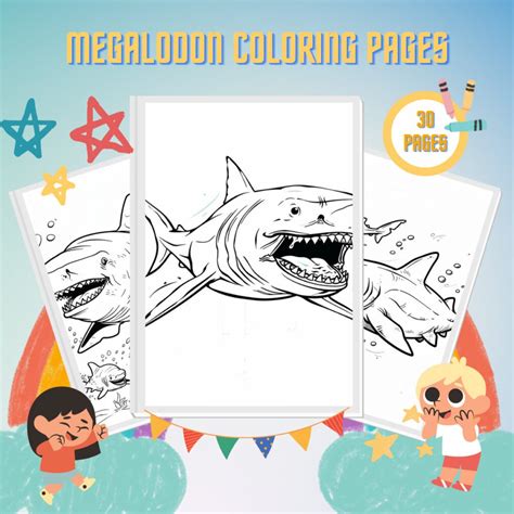 kolorowanki megalodon dla dzieci darmowe wydruki