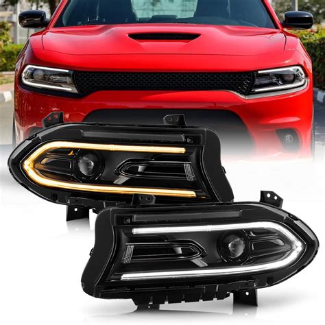 Keekpo For 2015 2023 Dodge Charger Halogen Switchback Signal Led Drl Projector