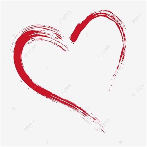 Brush Text Effect Vector Design Images Red Heart Outline Brush Effect