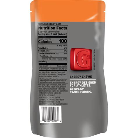 Buy Gatorade Prime Energy Chews, Fruit Punch, 1 oz Sleeves, 5 Count