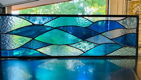 Honeydewglass Stained Glass Ocean Waves 75 X 245