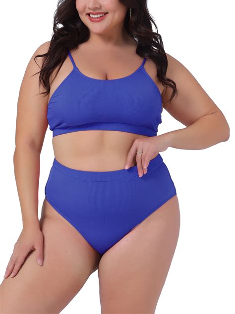 GRACE GRANDEUR Women S Plus Size Two Piece Swimsuit Scoop Neck Bikini Bandeau Bathing Suits
