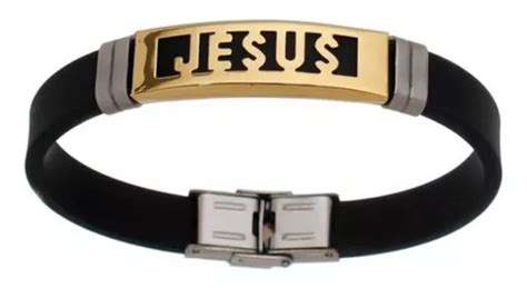 Pulseira Silicone E Aço Inox Masculina Jesus Premium Quality