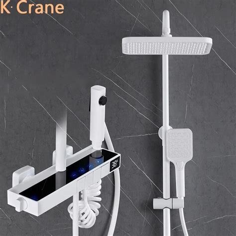 Atmosphere LED Digital Light Shower Set Bathroom Hot Cold Thermostatic