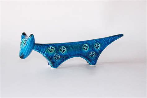 Rare Hand Built Italian Blue Cat Figurine Bitossi Etsy Vintage Cat