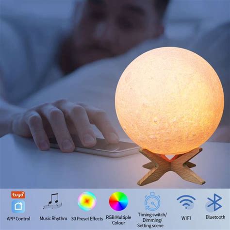 Tuya Lampada Da Tavolo LED 3D Lunare Intelligente WiFi RGB Dimmerabile