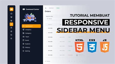 Tutorial Membuat Responsive Sidebar Menu Dengan Html Css Javascript