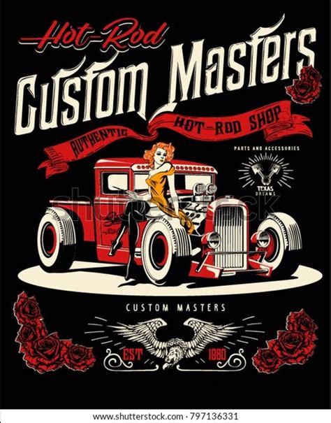 Vector Hot Rod Cars Pin Girls Stock Vector Royalty Free