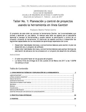 Fillable Online Taller Ds Planeacin Y Control De Proyectos Usando