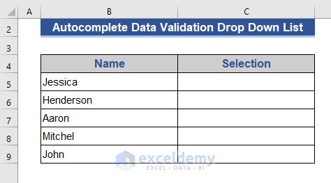 How To Autocomplete Data Validation Drop Down List In Excel