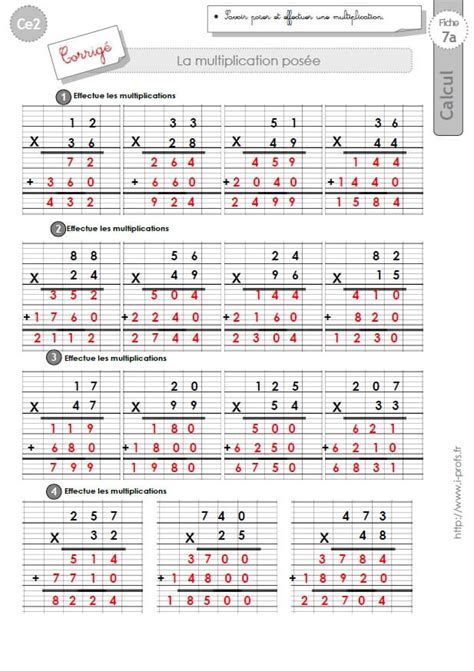 Ce Exercices Corrig S Technique Op Ratoire De La Multiplication