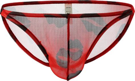 DPois Herren Mesh Unterhose Slip String Tanga Sexy Bikini Slip Thong Trunks Briefs Bulge Pouch