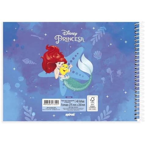 Caderno Cartografia E Desenho Capa Dura Folhas Disney Princesas