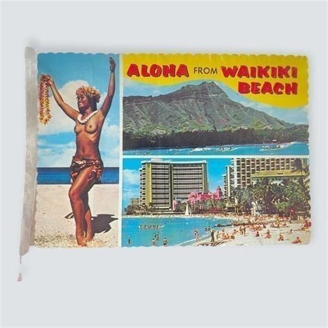 Vintage Art Nsfw Tiki Vintage Postcard Honolulu Topless Hulu Girl 976 Nude Pinup Hawaii